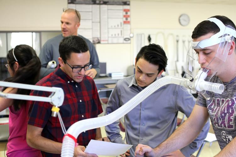 SFA students and professors in the Department of Kinesiology and Health Science run tests in the Human Performance Lab to better understand concepts they learn in class.