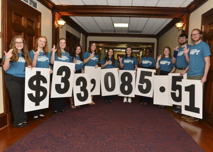 group photo of SFA students who raised more than $33,000 during the annual Dance Marathon