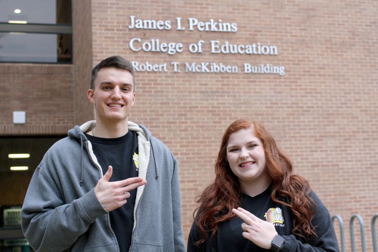 SFA education seniors Ben Dickey of Austin and Melissa Caruso of Mineola