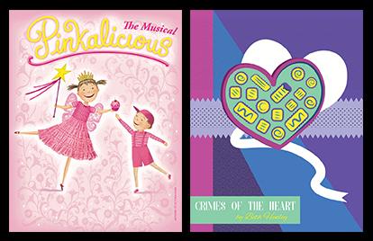 posters for SFA's SummerStage productions of “Pinkalicious the Musical” and “Crimes of the Heart” 