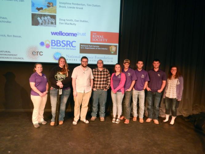 Dr. Rebecca Kidd, assistant professor of forest resources management; Jamie Hooker; Dr. Christopher Schalk, assistant professor of forest wildlife management; Connor Adams; Megan Knippers; Curtis Daugherty; Nick Schiwitz; Landon Emmert and Sarah Ebert