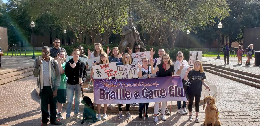 members of SFA's Braille and Cane Club