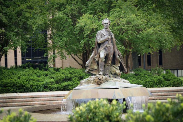 the "Surfing Steve" statue at Stephen F. Austin State University