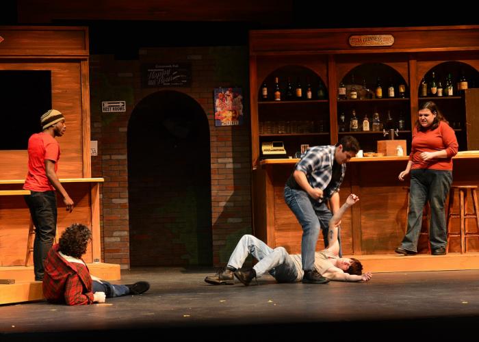 a fight scene from the SFA School of Theatre's production of Lynn Nottage's "Sweat"