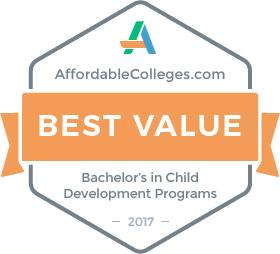 AffordableColleges.com Best Value Bachelor's in Child Developments Programs badge for 2017