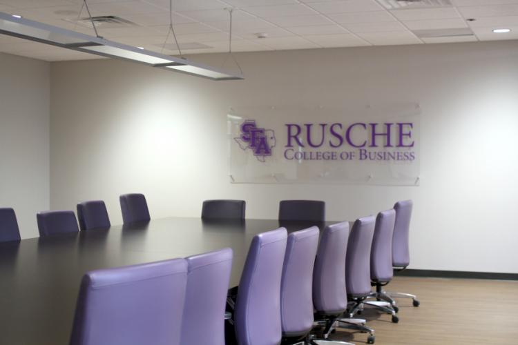 Rusche College of Business' newly renovated boardroom in the McGee Business Building