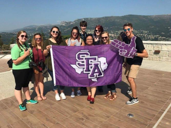 SFA hospitality administration and filmmaking students at the Château De Bellet vineyard