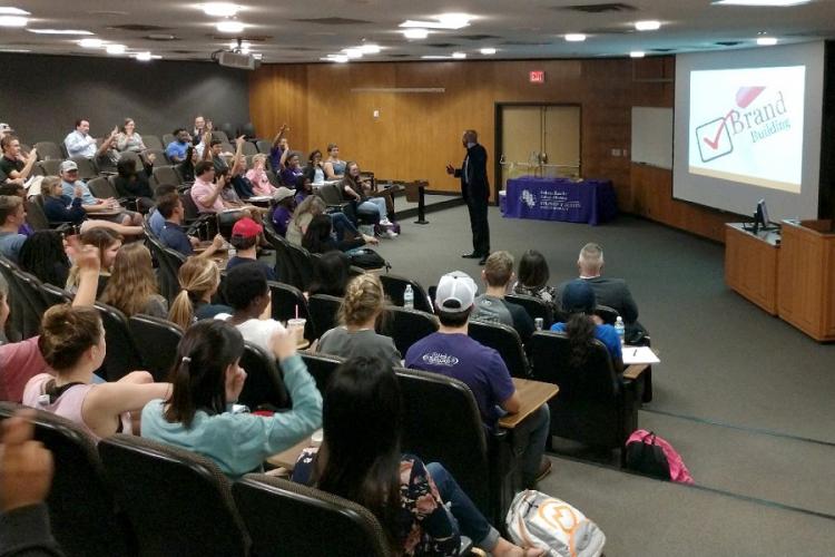Bank of America’s Senior Vice President Kelley B. Hall spoke to dozens of Stephen F. Austin State University students during a recent Evening with Executives event hosted by the Rusche College of Business.