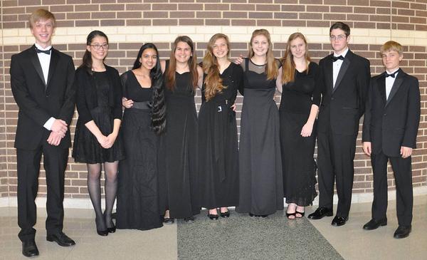 Violin students in the Music Preparatory Division at Stephen F. Austin State University who performed recently in the High School All-Region Orchestra concert at Longview High School