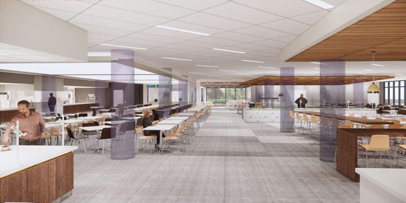 a digital rendering of the SFA Baker Pattillo Student Center dining hall for Fall 2020