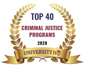 UniversityHQ Top 40 Criminal Justice Programs badge