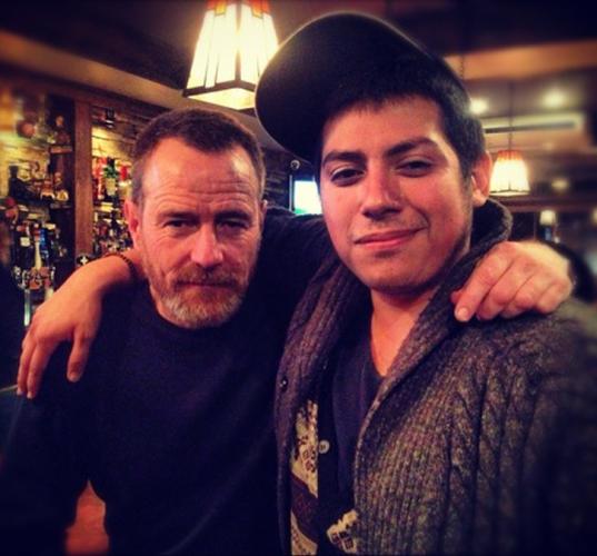 SFA graduate Brandon Polanco with his "Writer's Block" star Bryan Cranston.