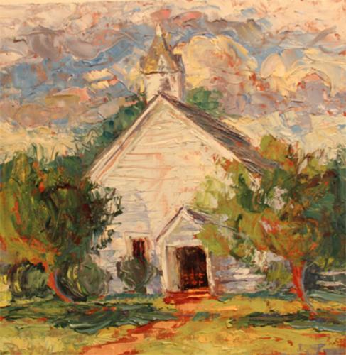 "The Chapel at Millard's Crossing," a donated piece by artist David Yapp, is among the featured artwork in this year's 12X12 scholarship fundraiser