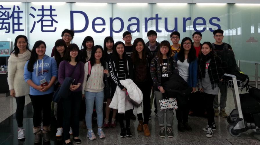seventeen piano, flute and strings majors from Hong Kong at the Hong Kong airport