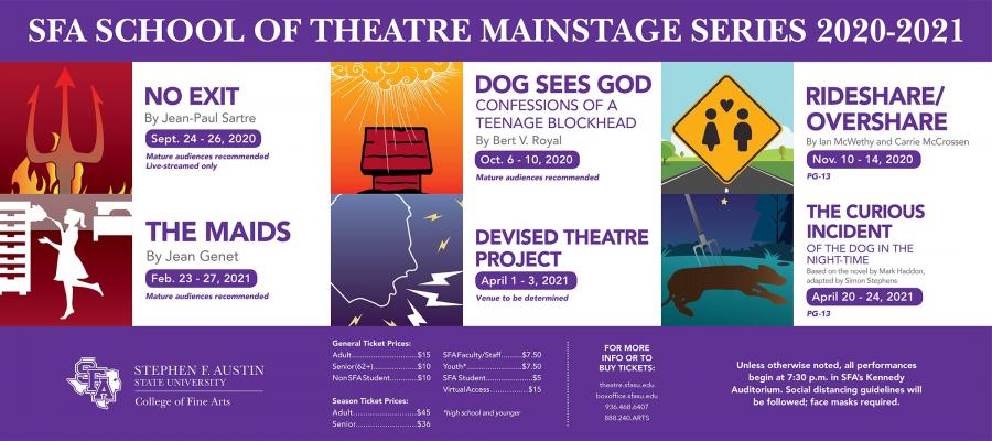 The SFA School of Theatre Mainstage Series 2020-2021 poster