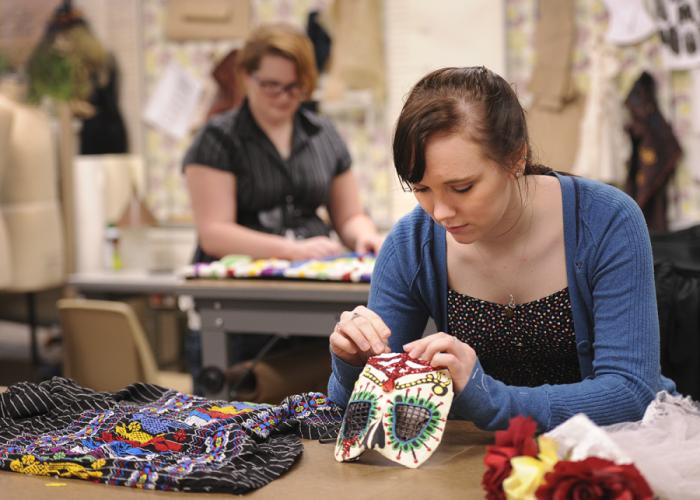 Sloan Frierson works on a Day of the Dead mask for the upcoming SFA School of Theatre's production of Federico García Lorca's "Blood Wedding."