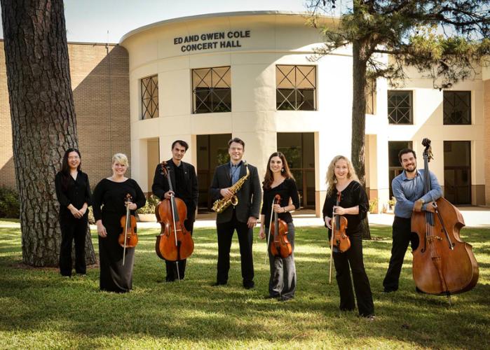 SFA music faculty members Geneva Fung, Sherri Fleshner, Evgeni Raychev, Nathan Nabb, Melissa Nabb, Jennifer Dalmas and Carlos Gaviria