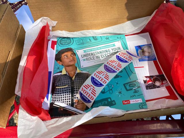 a sample open election activity box assembled by teacher candidates in SFA's C.R.E.A.T.E. program