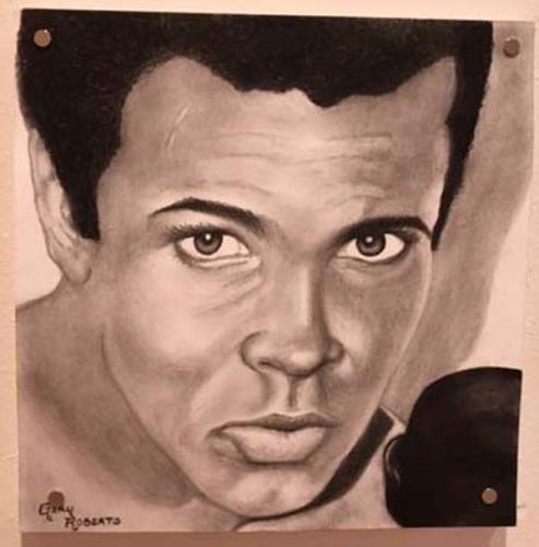 "Ali," charcoal on paper by Gary Roberts