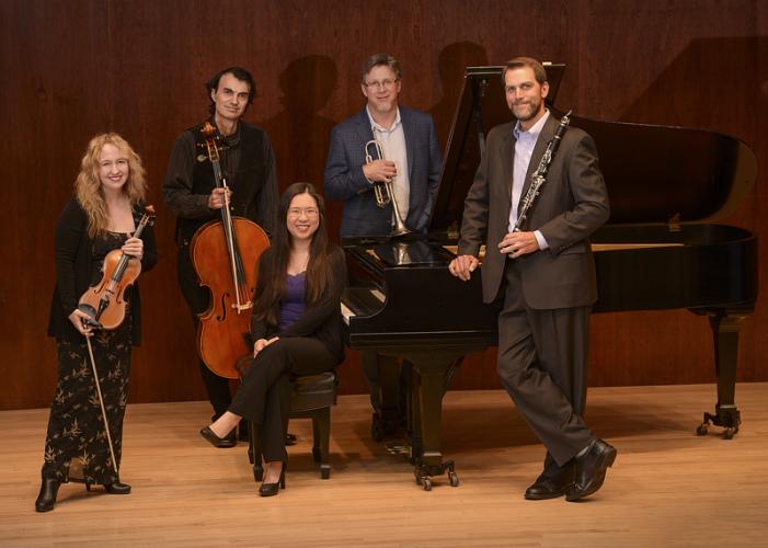 Jennifer Dalmas, violin; Evgeni Raychev, cello; Geneva Fung, piano; Gary Wurtz, trumpet; and Christopher Ayer, clarinet.