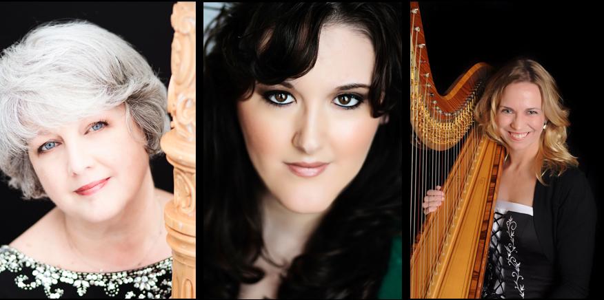 harpist Emily Mitchell, soprano Bryn Aratyr Jimenez and harpist Jaymee Haefner