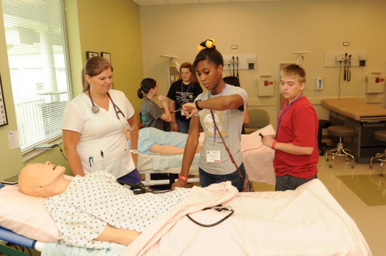 participants in the Investigations in Math and Science Academy during an emergency room simulation