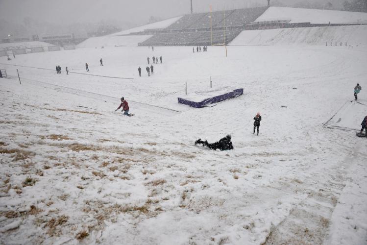 SFA students playing in the snow