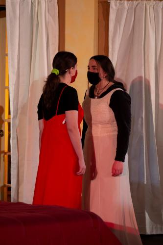 SFA School of Theatre student actors Hannah Marfin and Dani Wilson rehearse a scene from Jean Genet’s “The Maids.”