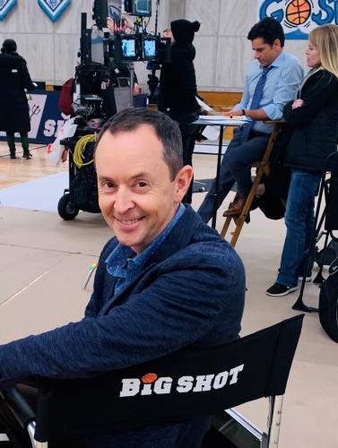 Richard Robichaux on the set of the new Disney+ original streaming series “Big Shot.”