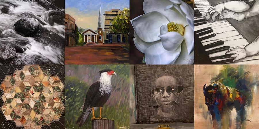 Eight entries from the 2019 12 X 12 event are examples of the kind of artwork that will be available for bidding in this year’s 12 X 12 Scholarship Fundraiser for the Friends of the Visual Arts at SFA.