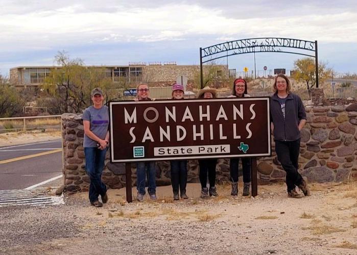 SFA students Amy Garcia, Jacie Anderson, Alexandria Castro, Olivia Perkins, Rachel Bjerkaas and Neptune Gainer.