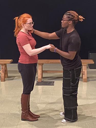 SFA theatre students rehears a scene