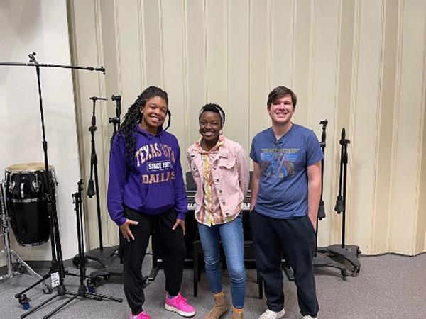 Autumn Mallard, Houston sophomore; Aiyanna Riley, Austin junior; and Garrett Scroggs, Bryan graduate student