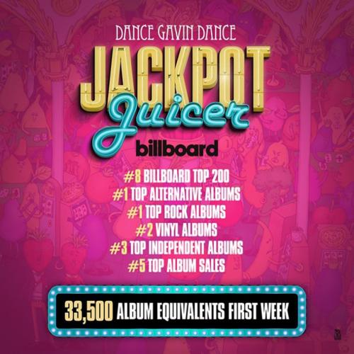Dance Gavin Dance’s “Jackpot Juicer” listed as Billboard's No. 8 album in the Top 200