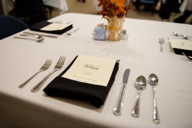 Table setting featuring a Culinary Cafe menu