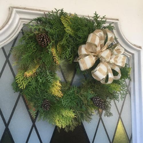 a sample wreath made during last year's wreath-making seminar