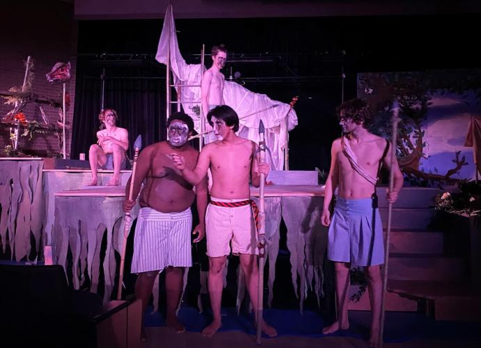 SFA theatre students rehearsing a scene from “Lord of the Flies” 