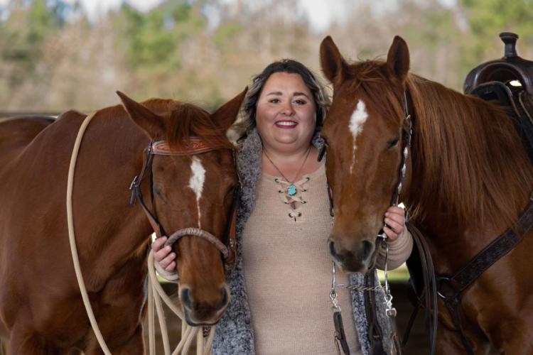 Cassandra Montesano pictured with her two horses