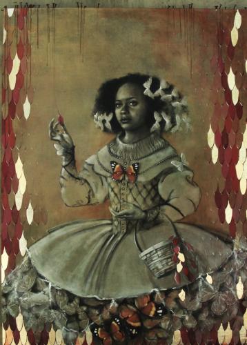 Aldo Muzzarelli is first place winner in the 2023 Texas National juried show for his mixed media piece “Extemporaneous Menina Picking Up Prejudices I.”