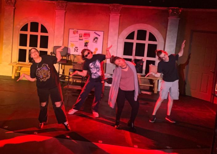 SFA theatre students rehearse the "Die, Vampire, Die" scene from "[title of show]"