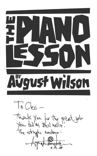 Cleo House Jr.'s autograhed script of "The Piano Lesson" by August Wilson.