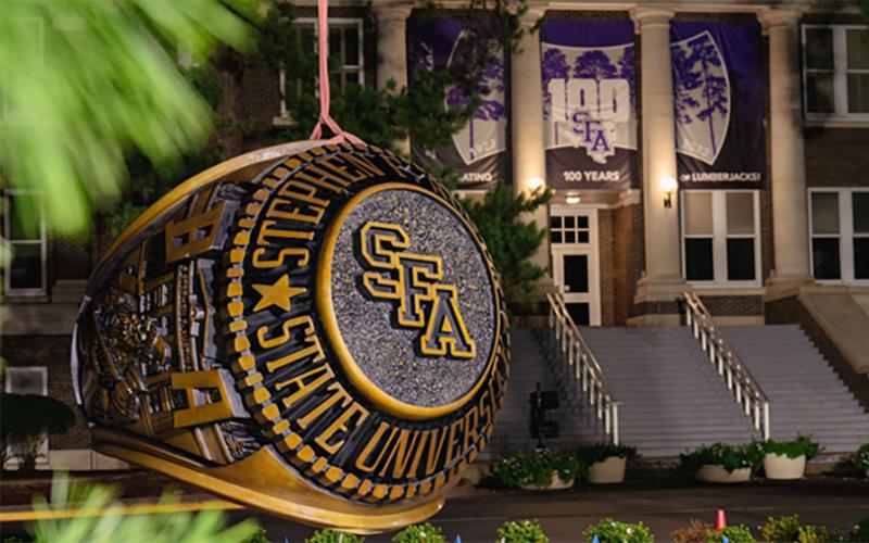 SFA ring statue being installed