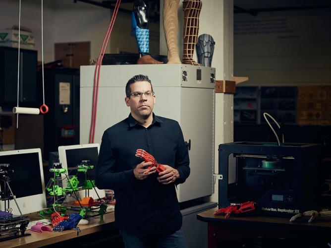 artist Franki Flood with some 3D printed prosthetics