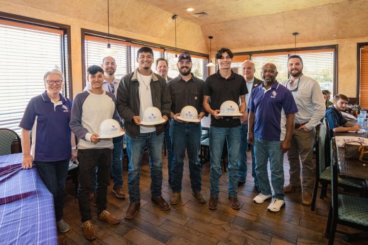 Stephen F. Austin State University construction management graduating seniors in the James I. Perkins College of Education’s School of Human Sciences celebrated the end of the semester with a hard hat ceremony Dec.1.