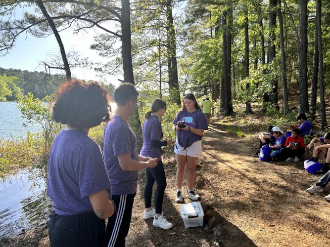 students on a camping adventure