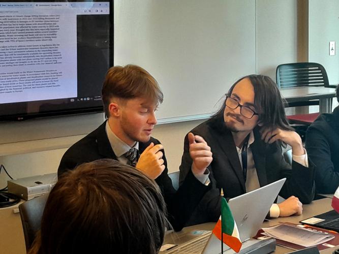 SFA student Jaden Parker speaks on a piece of legislation during the Environment Council session