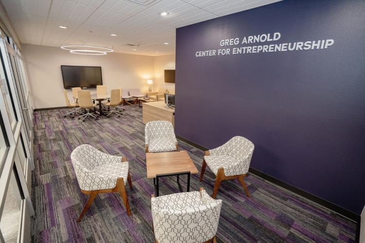 photo taken inside the Arnold Center for Entrepreneurship in the Rusche College of Business 