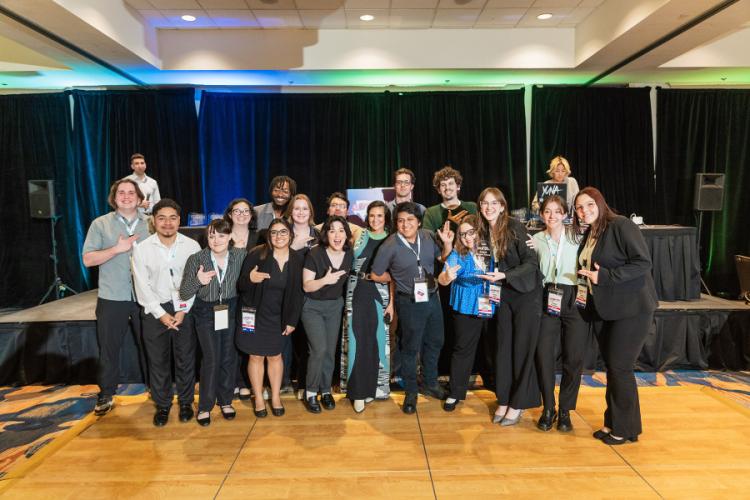 Stephen F. Austin State University students accept the third-place overall award at the 2025 District 10 American Advertising Federation National Student Advertising Competition held during the Advent10n conference April 9-12 in Arlington.