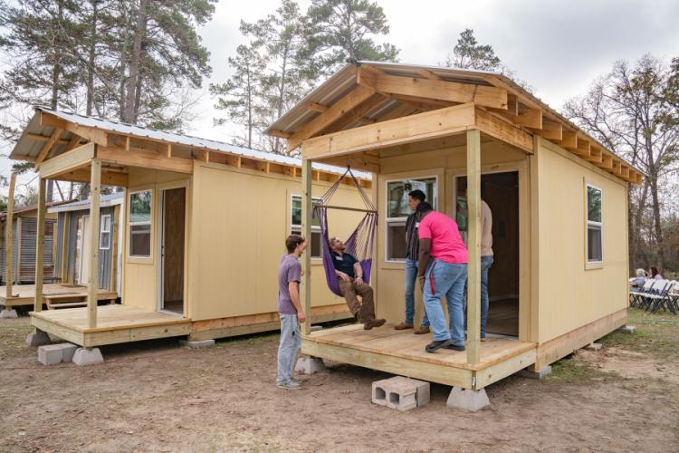 two tiny homes built by SFA's construction management students