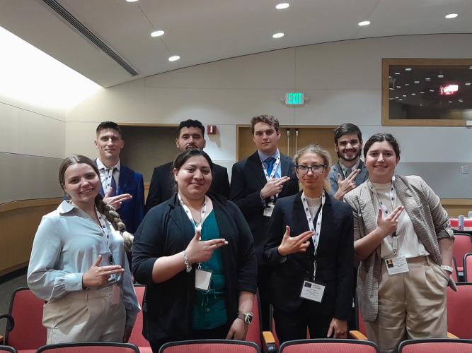 Stephen F. Austin State University’s Model European Union team at the Midwest Model European Union competition in Bloomington, Indiana.